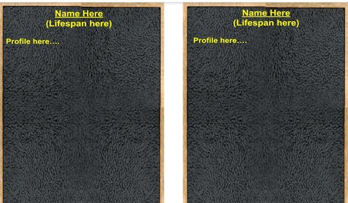 On the plaques below, double click to add names, lifespans, and brief profiles of-example-2