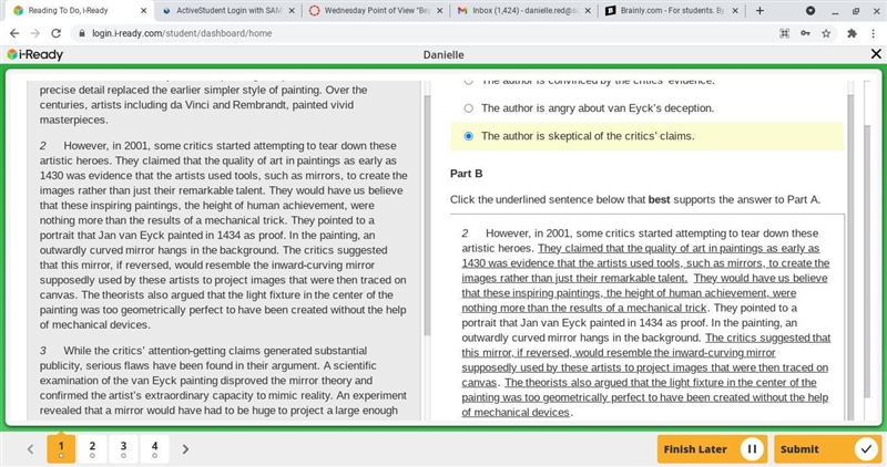 Read paragraph 2 then answer part A and B . PART A: Which sentence best expresses-example-1