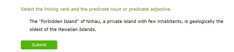 Select the linking verb and the predicate noun or predicate adjective.-example-1