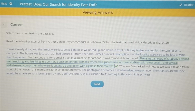 Select the correct text in the passage. Read the following excerpt from Arthur Conan-example-1
