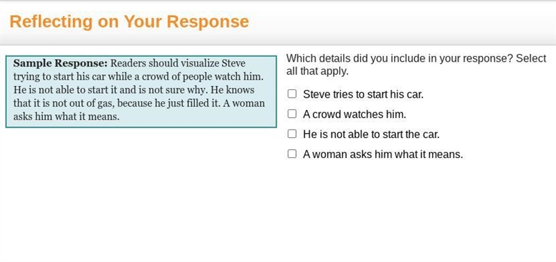 PLSS HURRY Which details did you include in your response? Select all that apply. a-example-1