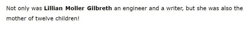 Select the pronoun whose antecedent is "Lillian Moller Gilbreth".-example-1