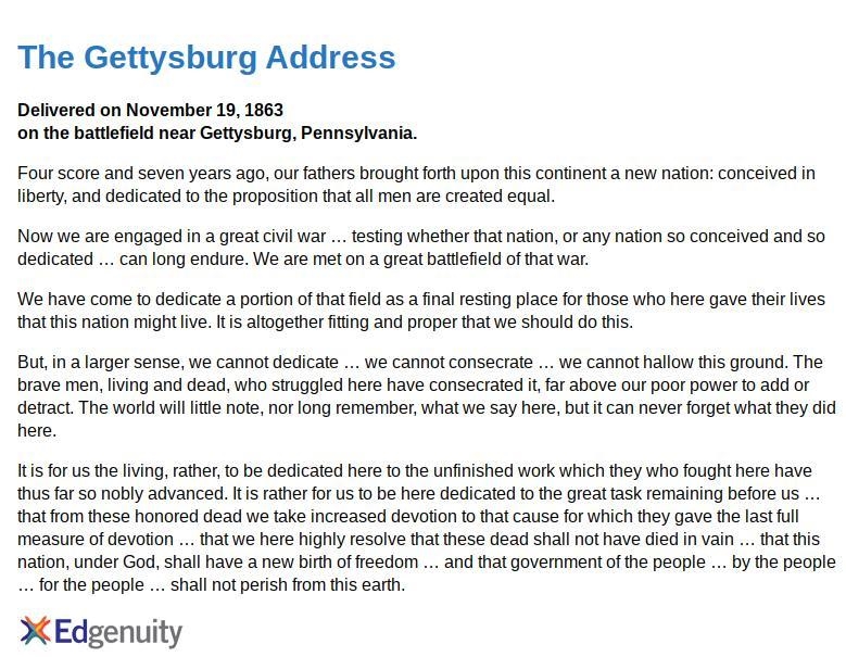 40 points please answer this Read these excerpts. Lincoln's "Gettysburg Address-example-2