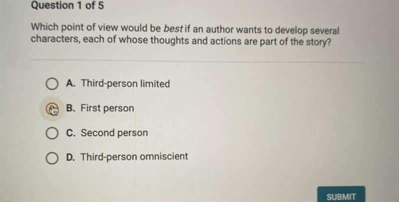 Which point of view would be best if an author wants to develop several characters-example-1