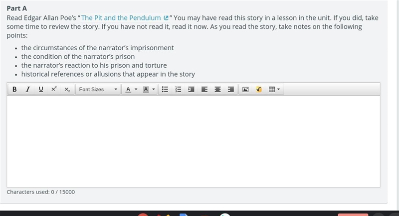 I need help with Read Edgar Allan Poe’s “The Pit and the Pendulum-example-1