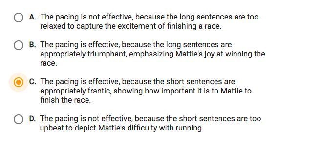 Which statement best evaluates the author's use of pacing to enhance the narrative-example-2