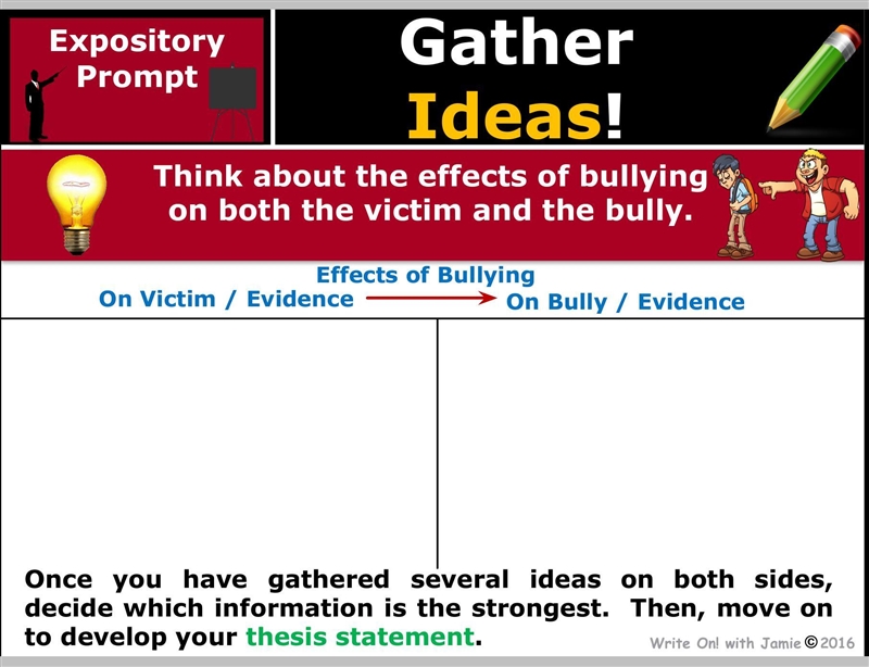 Here is the story Problem With Bullies and the Brainstorming chart can you help me-example-1