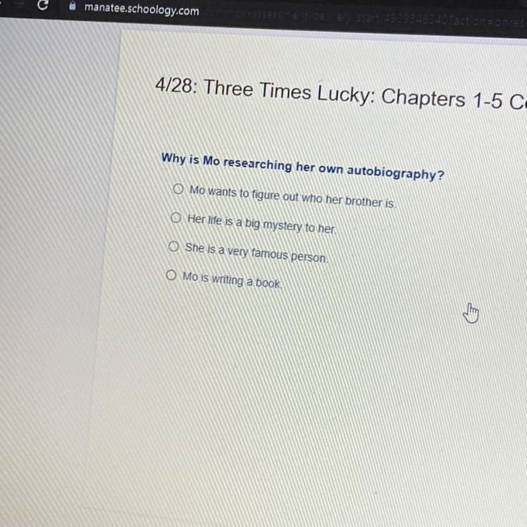 Please No links, on the book Three Times Lucky-example-1