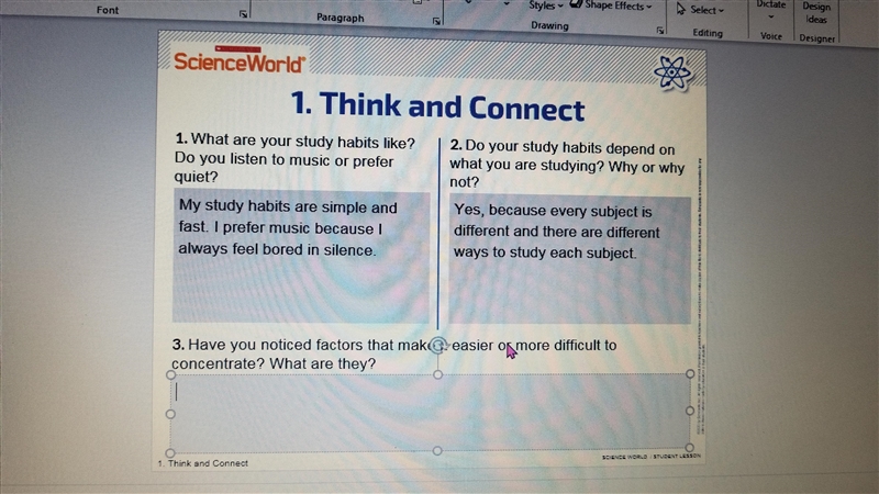 Have you noticed factors that make it's easier and more difficult to concentrate? What-example-1