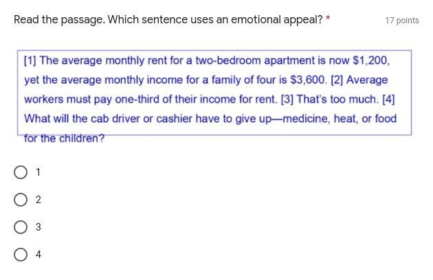 Read the passage. Which sentence uses an emotional appeal?-example-1