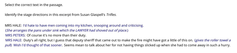 Identify the stage directions in this excerpt from Susan Glaspell's Trifles. Links-example-1