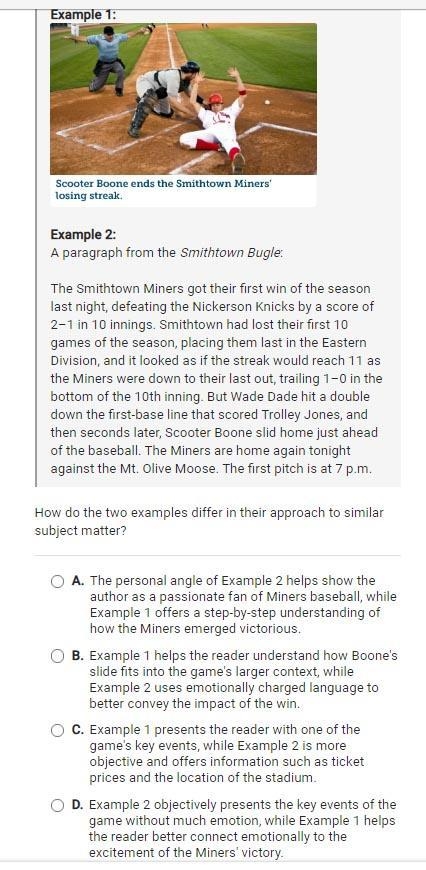 How do the two examples differ in their approach to similar subject matter? The answer-example-1