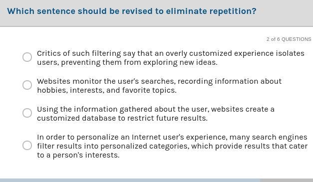 Which sentence should be revised to eliminate repetition??-example-1