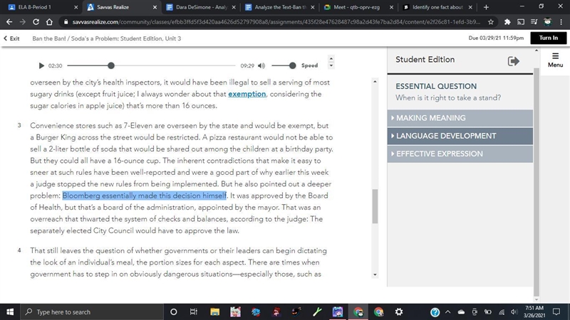 Identify one fact about mayor Bloomberg and the soda ban that both authors cite. Note-example-4