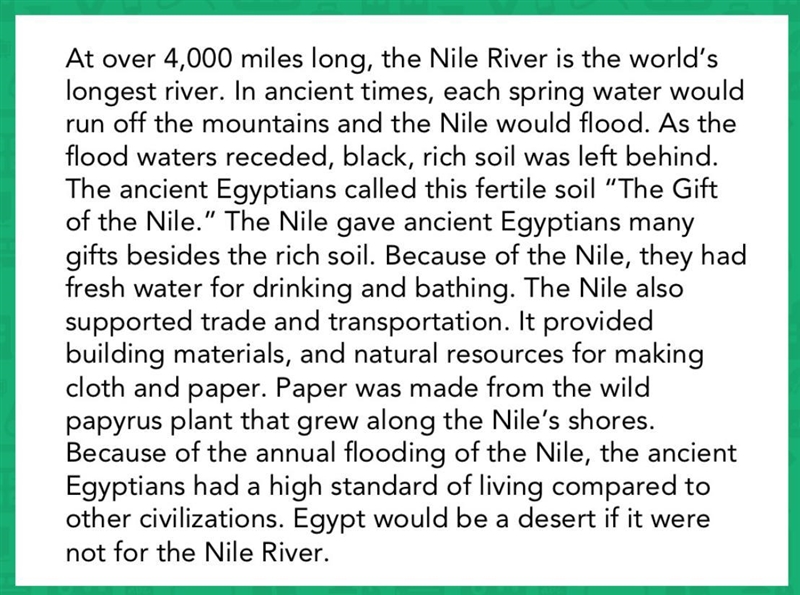 Paraphrase this passage about the Nile River. pls help due today :''( no mfkn links-example-1