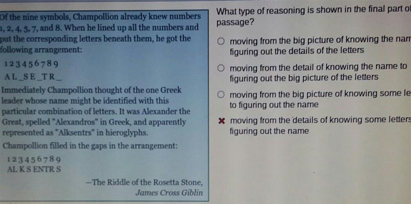 What type of reasoning is shown in the final part of the passage? Of the nine symbols-example-1