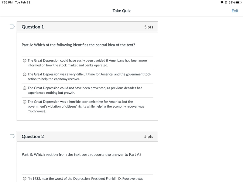 Part B: Which section from the text best supports the answer to Part A? Group of answer-example-1