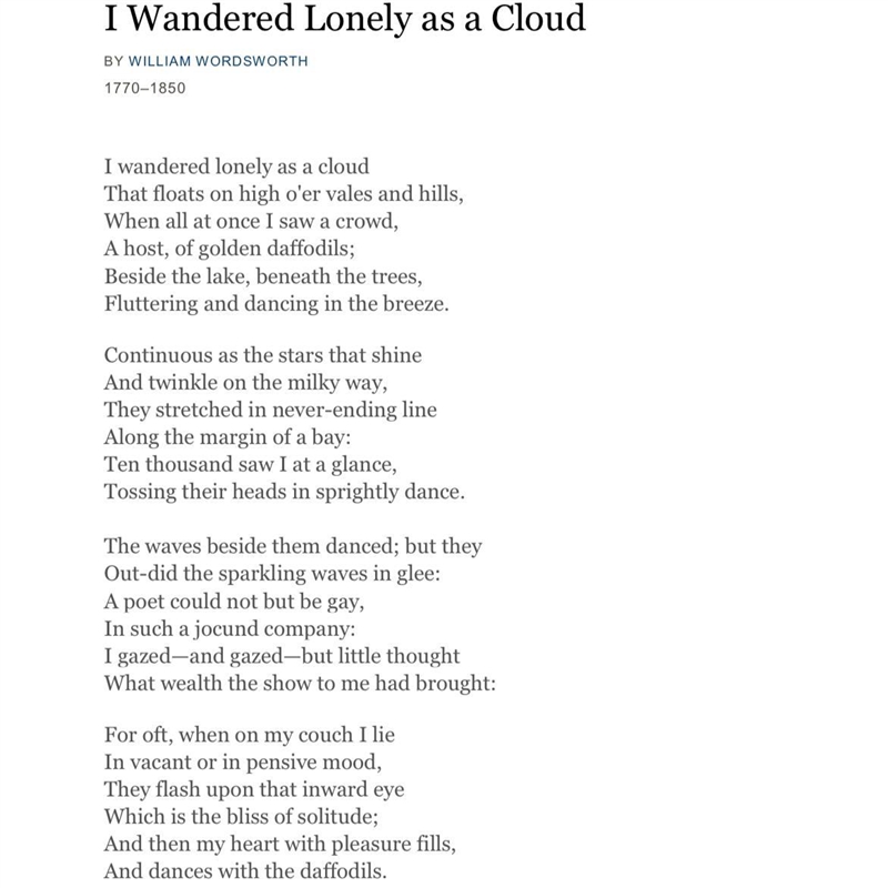 In the poem, I wandered lonely as a cloud, what does “company” refer to in this case-example-1