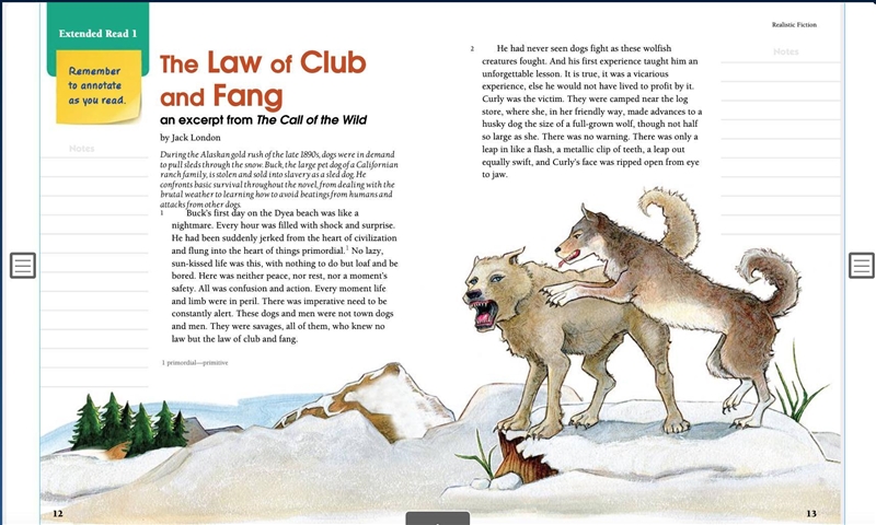 What did you learn about Buck’s character from reading “The Law of Club and Fang”?-example-1