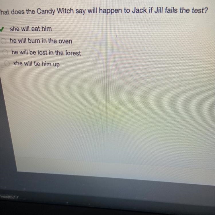 What does the Candy Witch say will happen to Jack if Jill fails the test? •she will-example-1