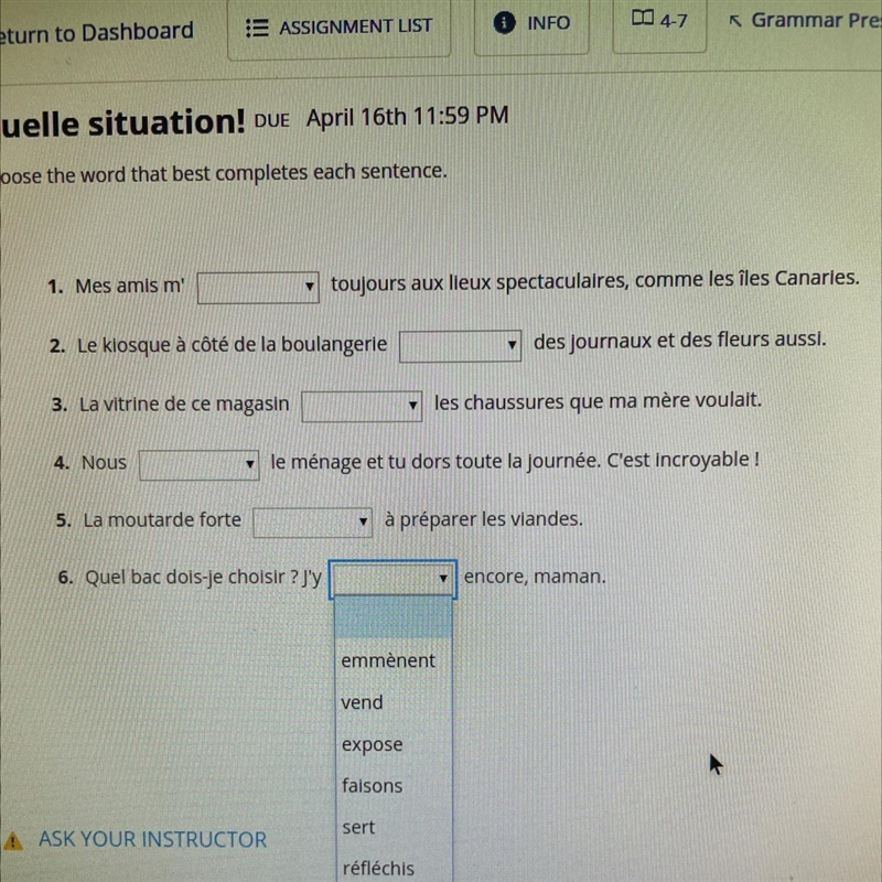 PLS HELP! choose the word that best completes each sentence answer choices in picture-example-1