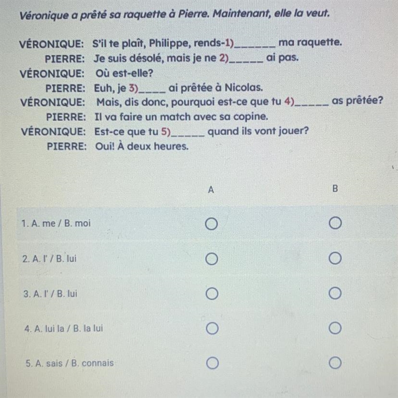 Complete the dialogues by selecting the appropriate words or expressions and writing-example-1