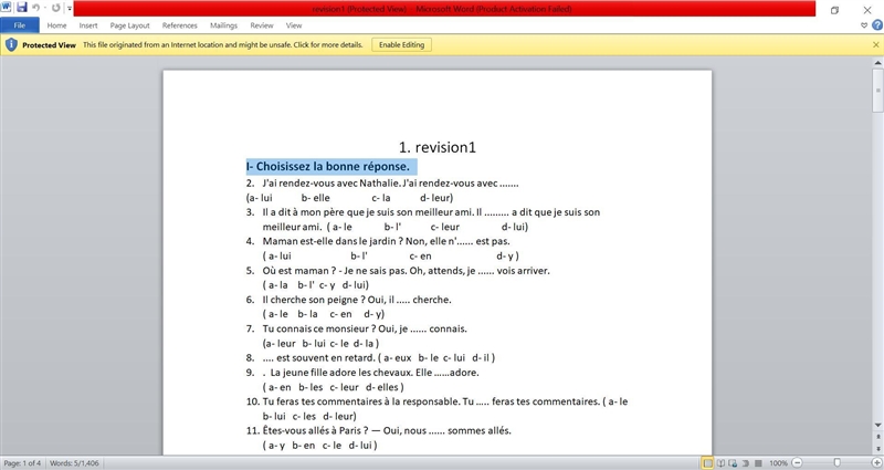 I- Choisissez la bonne réponse:-example-1