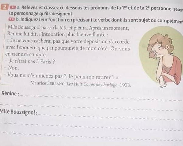 A)relevez et classez ci dessous les pronoms de la 1ere et de la 2eme personne selon-example-1