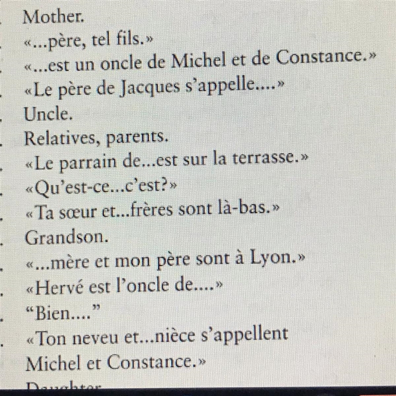 PLEASE HELP IF U KNOW FRENCH 16. «Le père de Jacques s'appelle....» 17. Uncle. 19. Relatives-example-1