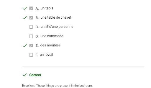 Q'est-ce qu'il y a dans cette chambre? Circle all correct answers.-example-1