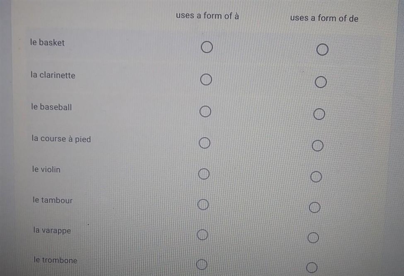 French. need help. jouer à vs. jouer de. question in pic.​-example-1