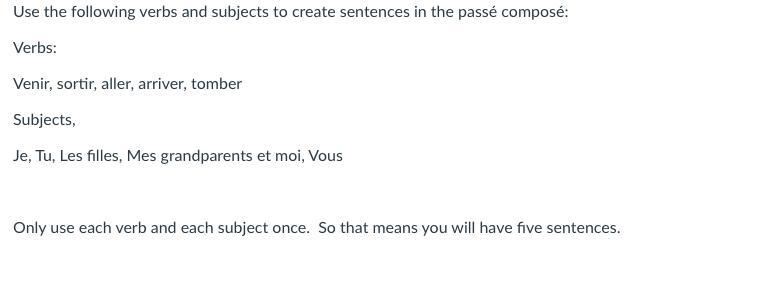 Create a sentence in french-example-1