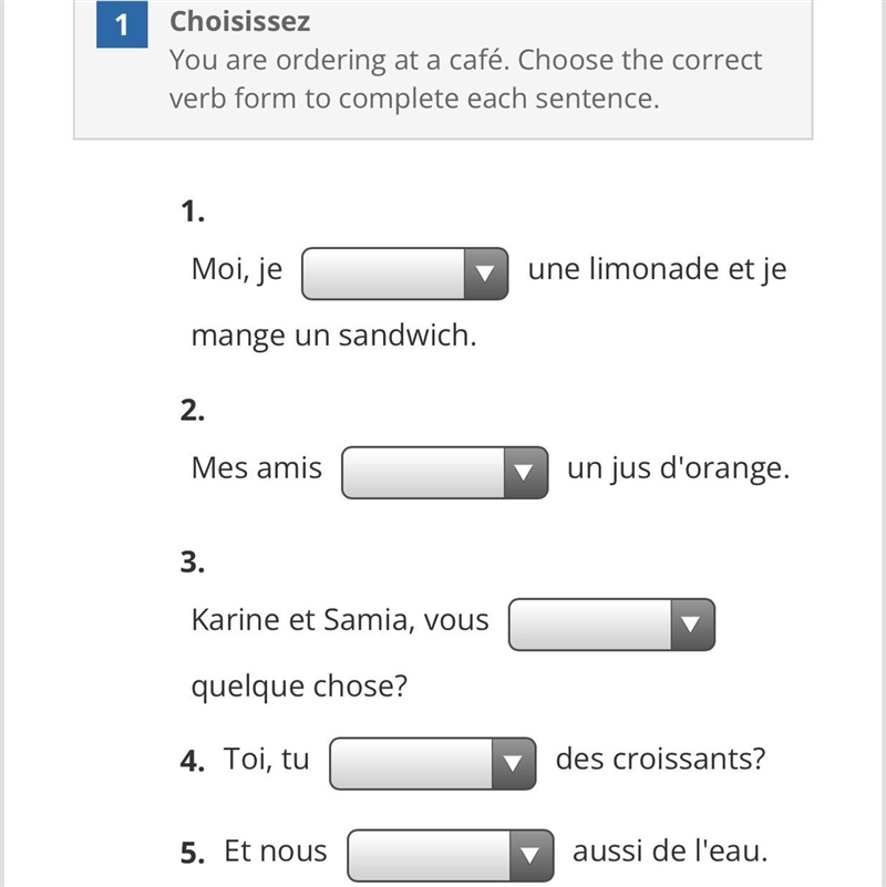 Pls help me with this French assignments .. each of the questions has multiple choice-example-1