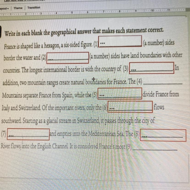 Write in each blank the geographical answer that makes each statement correct-example-1