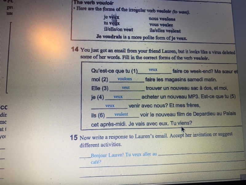 Someone help me on number 15, there’s a table below on what form of irregular verb-example-1