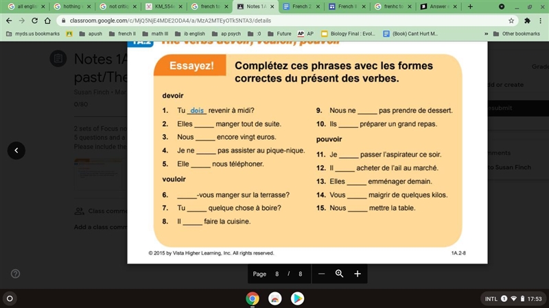 Help me please! All is needed is to fill in the blank with the correct conjugation-example-1