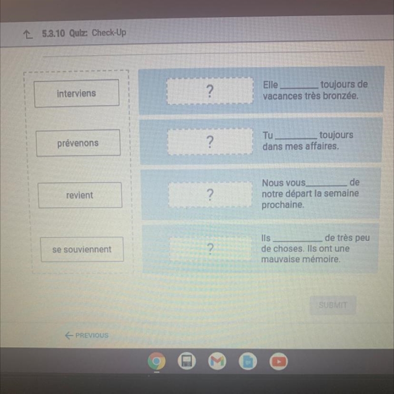 Please associate the verbs in column A to the sentences in column B.-example-1