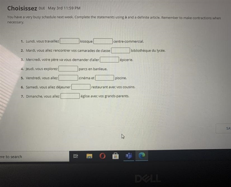 You have a very busy schedule. Complete the statements using à and a definite article-example-1