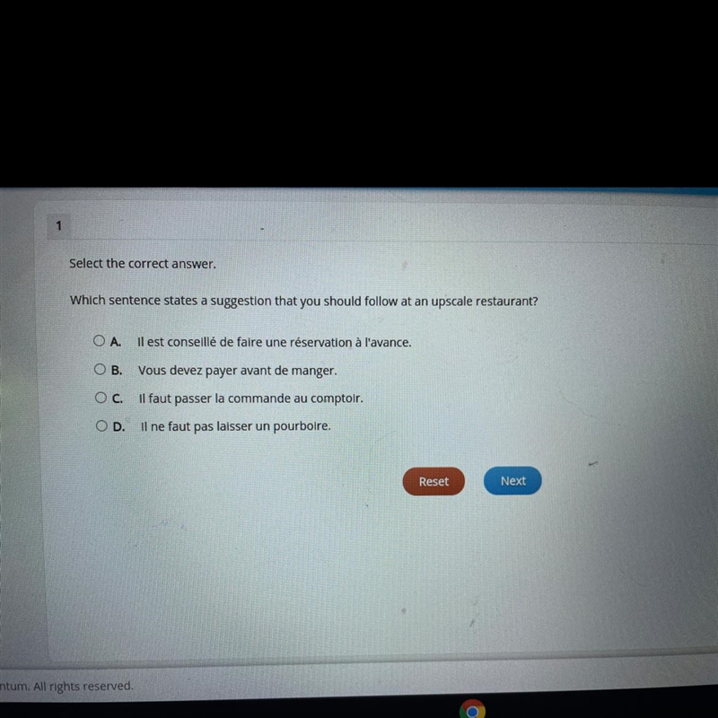 Select the correct answer. Which sentence states a suggestion that you should follow-example-1