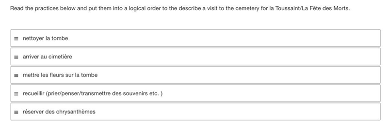 Read the practices below and put them into a logical order to the describe a visit-example-1