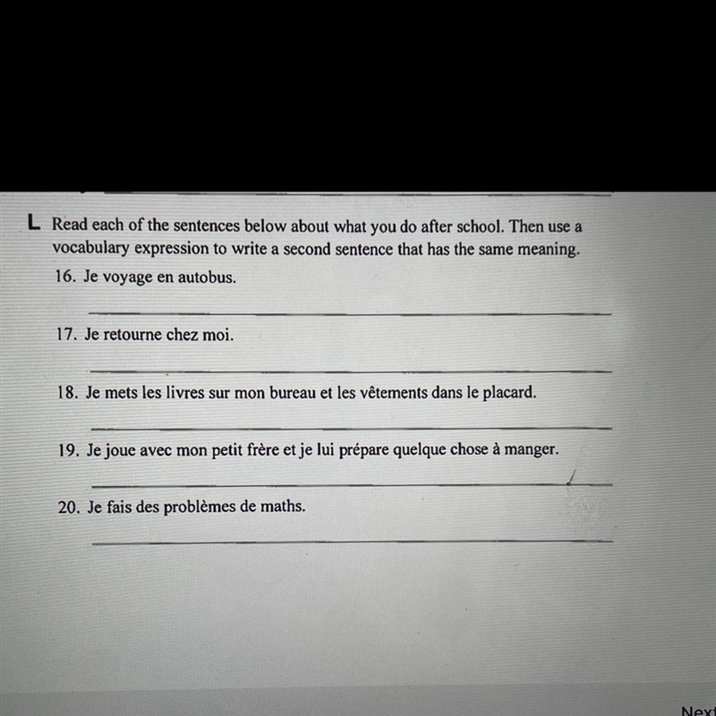 Read each of the sentences below about what you do after school. Then use a vocabulary-example-1