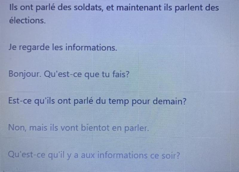 Numérotez les phrases de 1 à 6 pour mettre la conversation dans l’ordre.-example-1