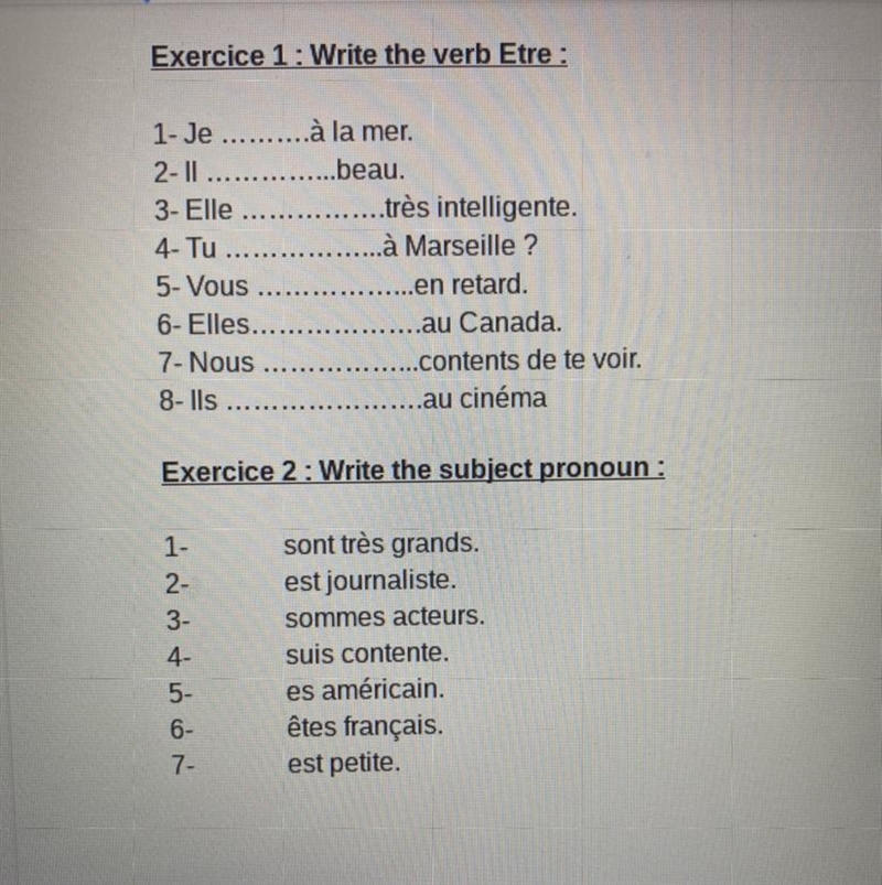 SOMEONE HELP ME WITH THESE EXERCISES!! ANSWER THEM IN FRENCH AND ENGLISH PLEASE.-example-1