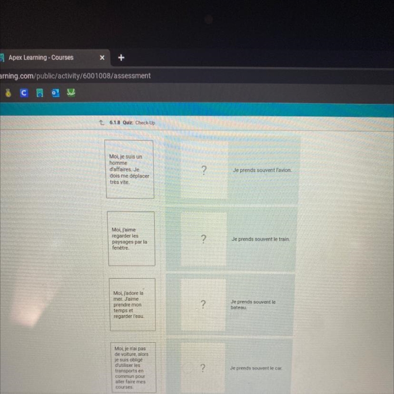 Please associate the statements in column A to the mode of transportation that best-example-1