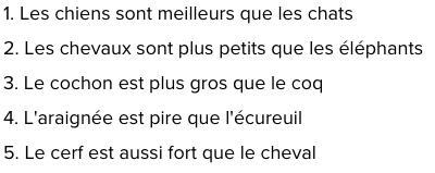 Compare two people or items in French. Write in complete sentences and make at least-example-1