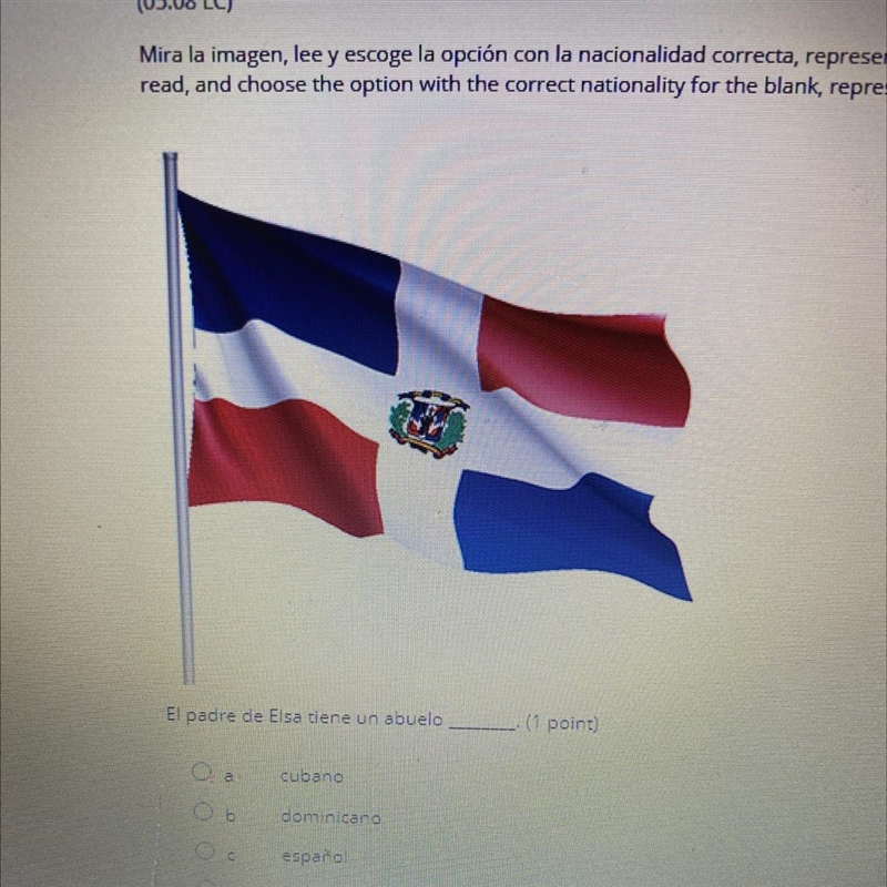 El padre de Elsa tiene un abuelo ____. (1 point) a cubano b dominicano C español d-example-1