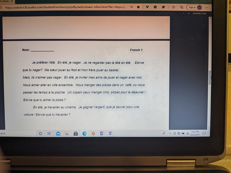 HELPPP! PLEASE THIS IS LEVEL ONE FRENCH IT SHOULD BE PRETTY EASY-example-1