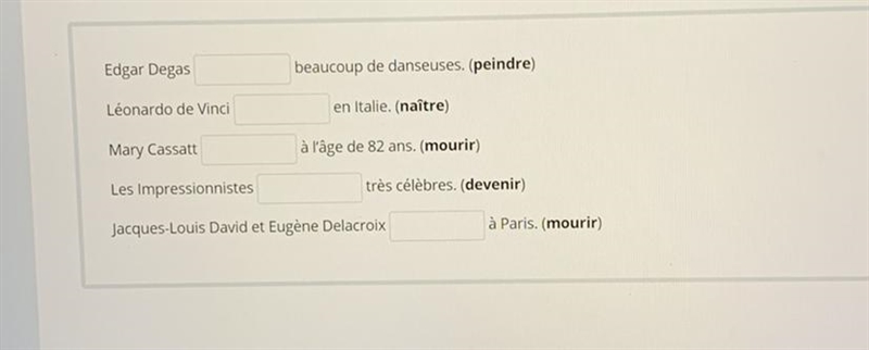 Passé composé Review Complete the following sentences using the correct passé compos-example-1