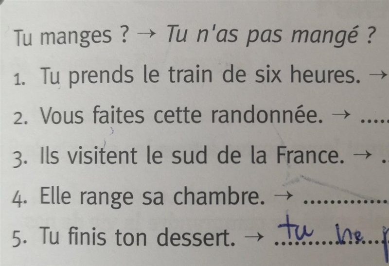 Mets les phrases au passe compose negatif. ​-example-1