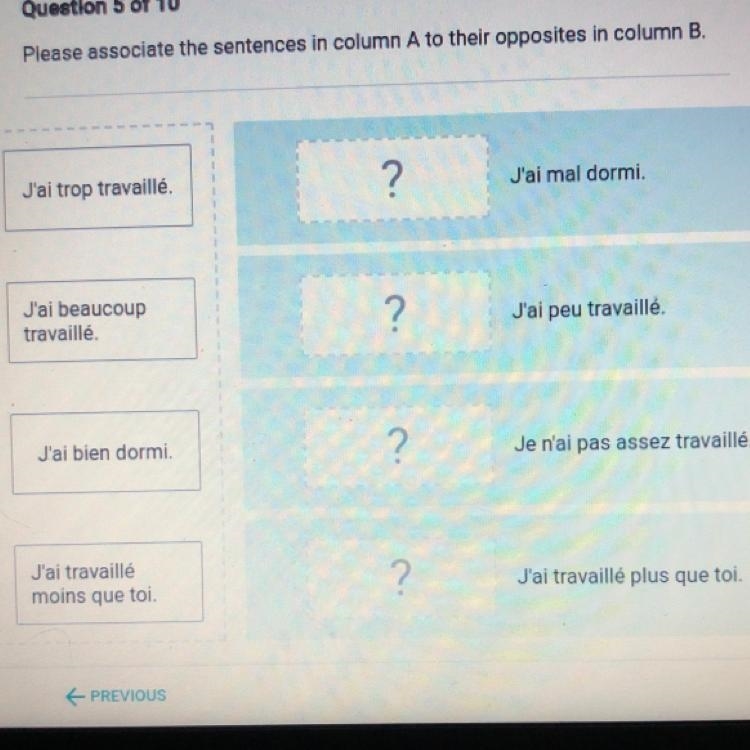 Please help tysm! Please associate the sentences in column A to their opposites in-example-1